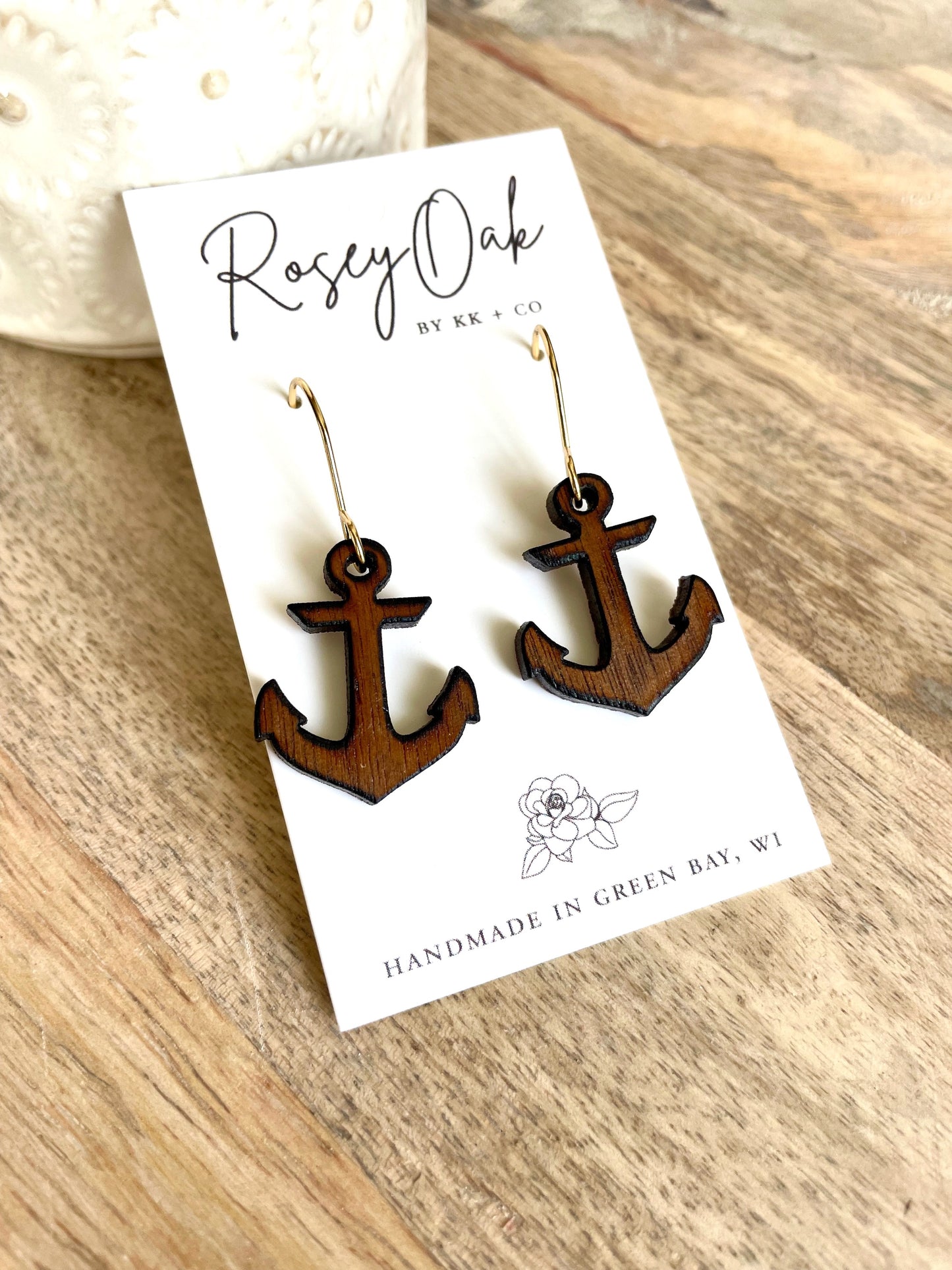 Bay Harbor Branded Dangle Wood Earrings