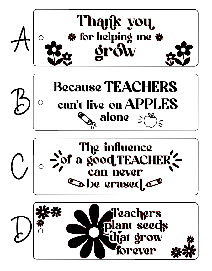 Thanks for Helping Me Grow Bookmark Teacher Appreciation Sign