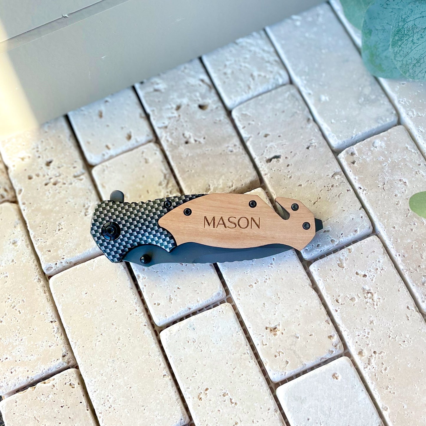 Personalized Black Pocket Knife