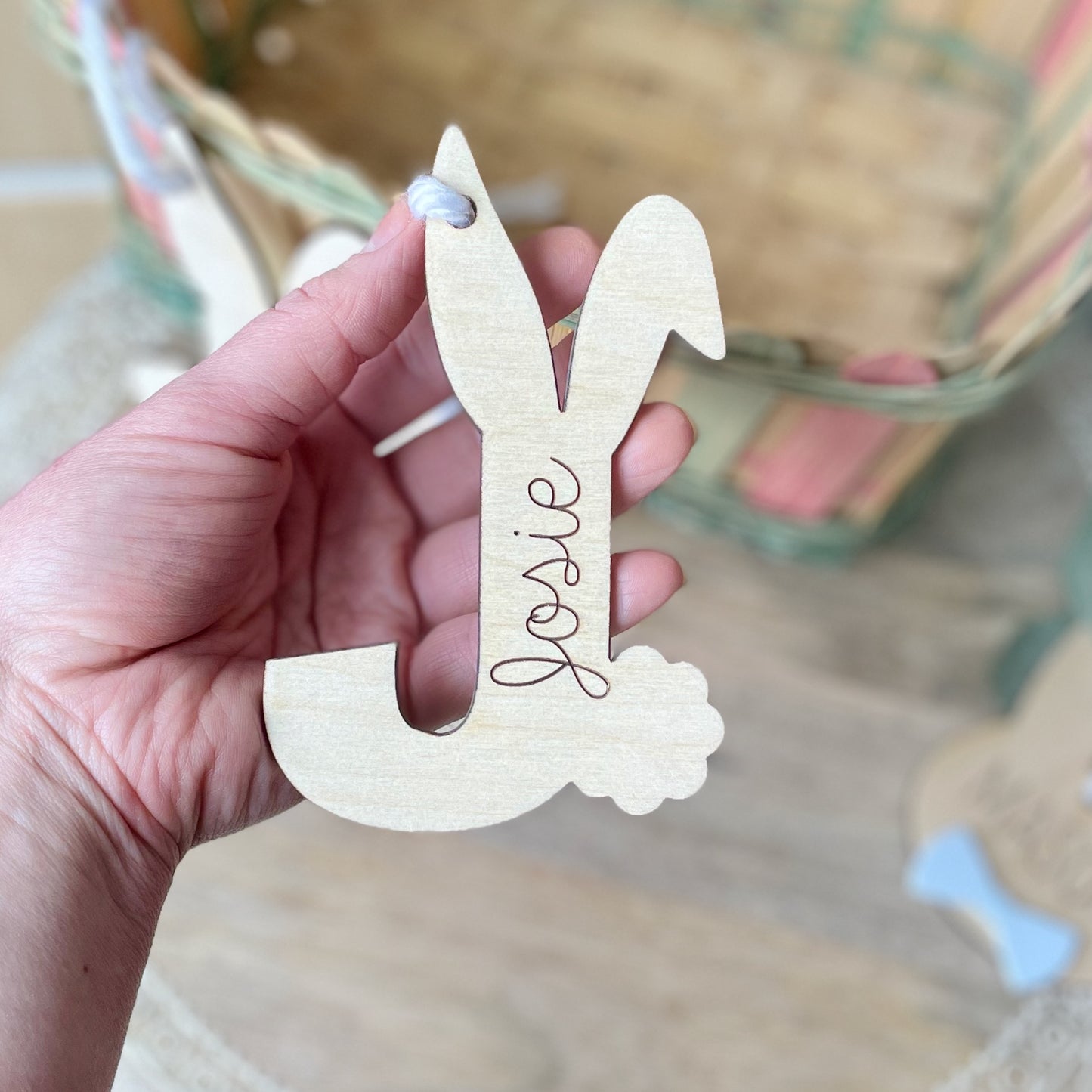 Easter Basket Personalized Letter Name Tag