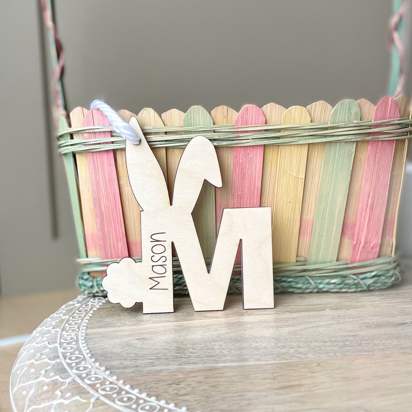 Easter Basket Personalized Letter Name Tag