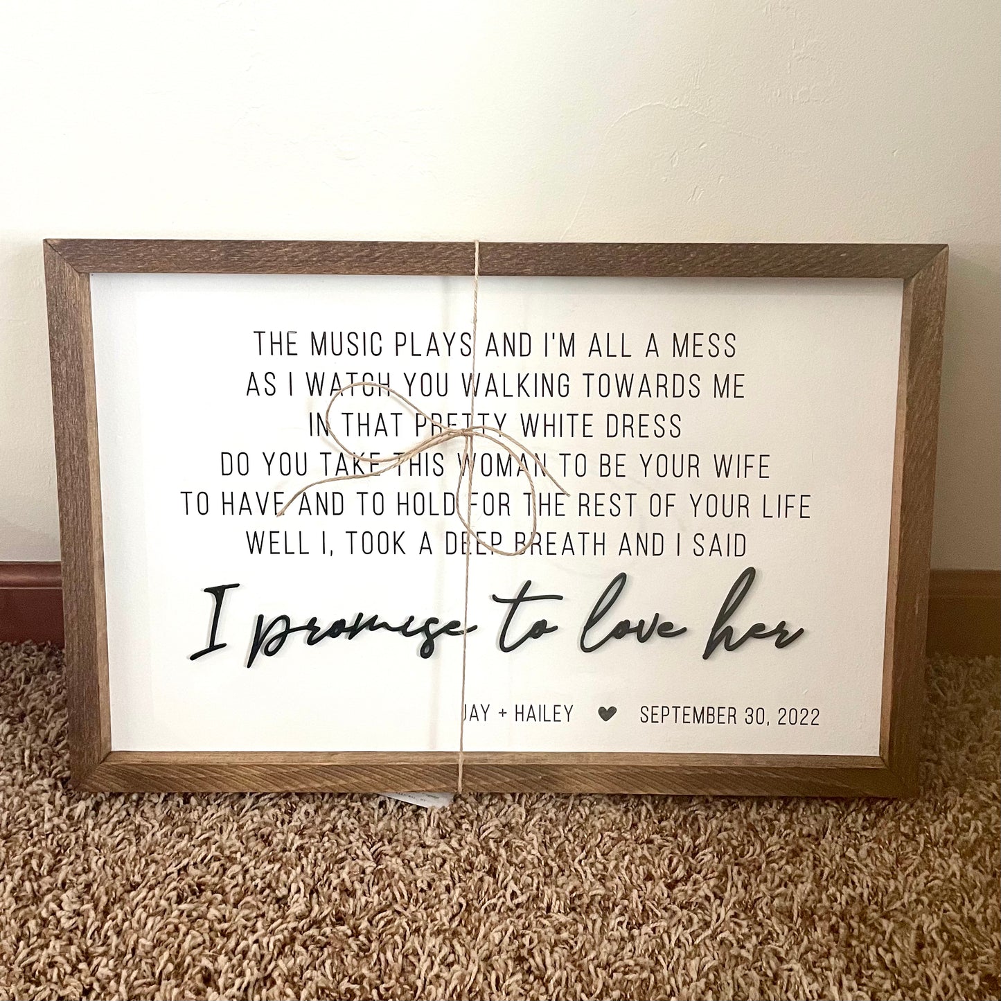 First Dance Lyrics - Framed Wood Sign, Personalized Wedding Gift