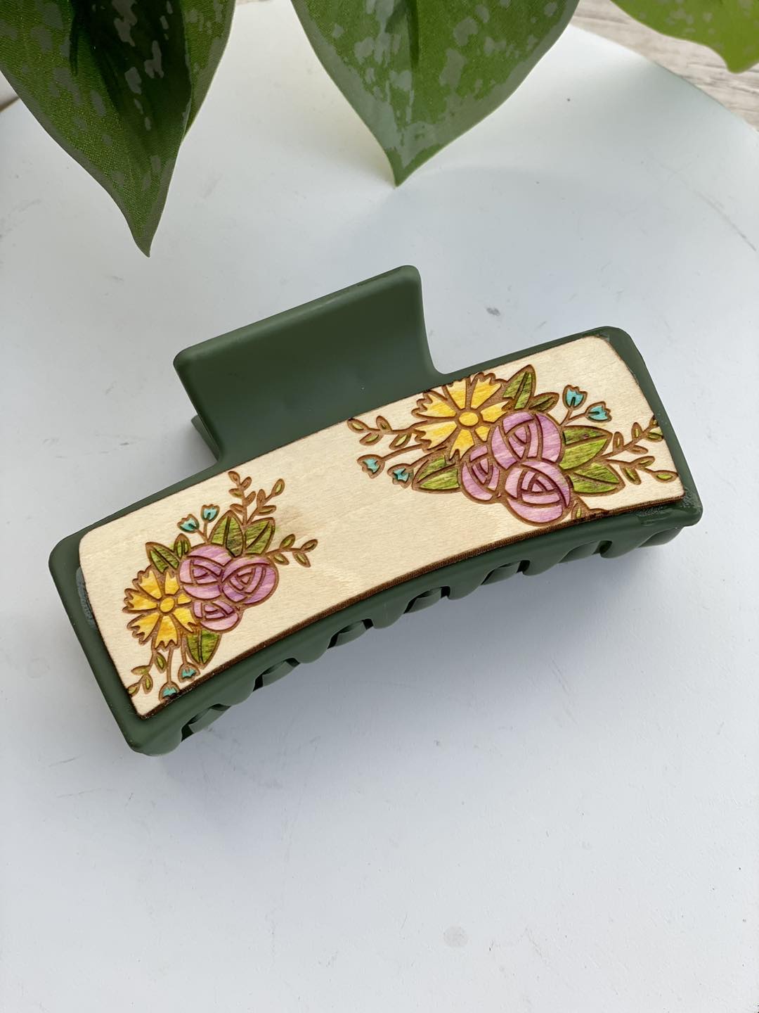 Floral Bouquet Patterned Hair Claw Clip