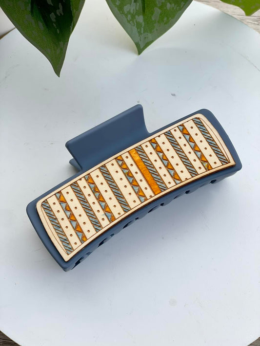 Aztec Mud Cloth Patterned Hair Claw Clip