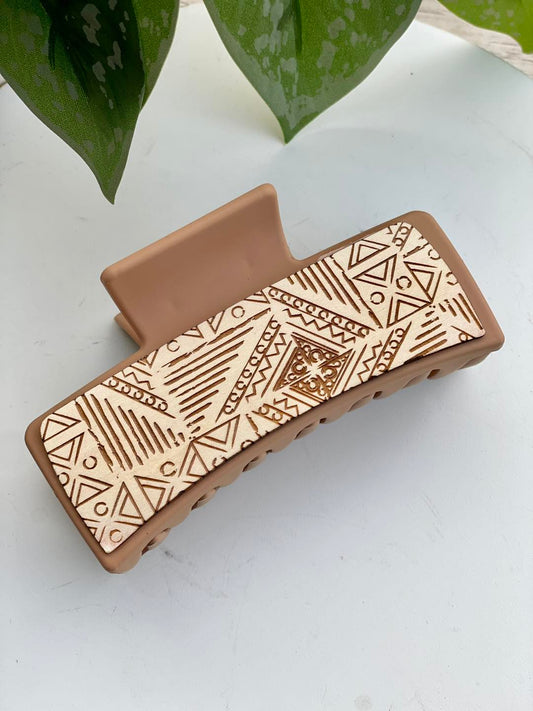 Abstract Aztec Patterned Hair Claw Clip