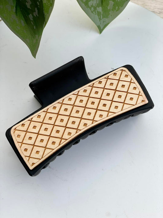Blocks of Diamonds Patterned Hair Claw Clip