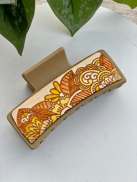 Half Mandala Patterned Hair Claw Clip