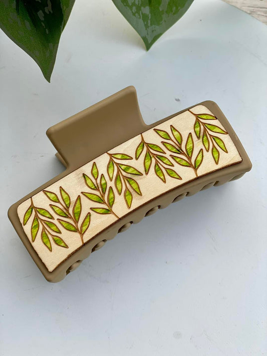 Stacked Laurels Patterned Hair Claw Clip