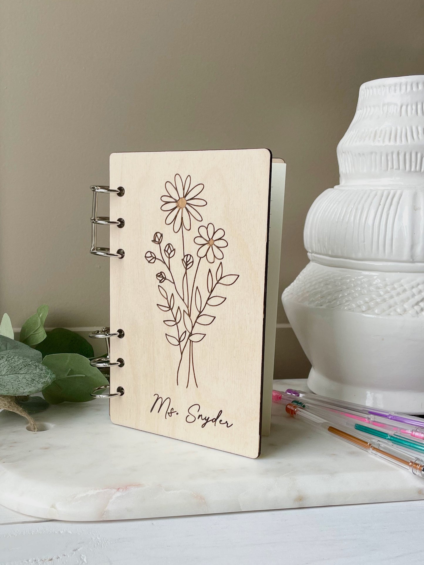 Personalized Wood Notebook Teacher Appreciation Gift
