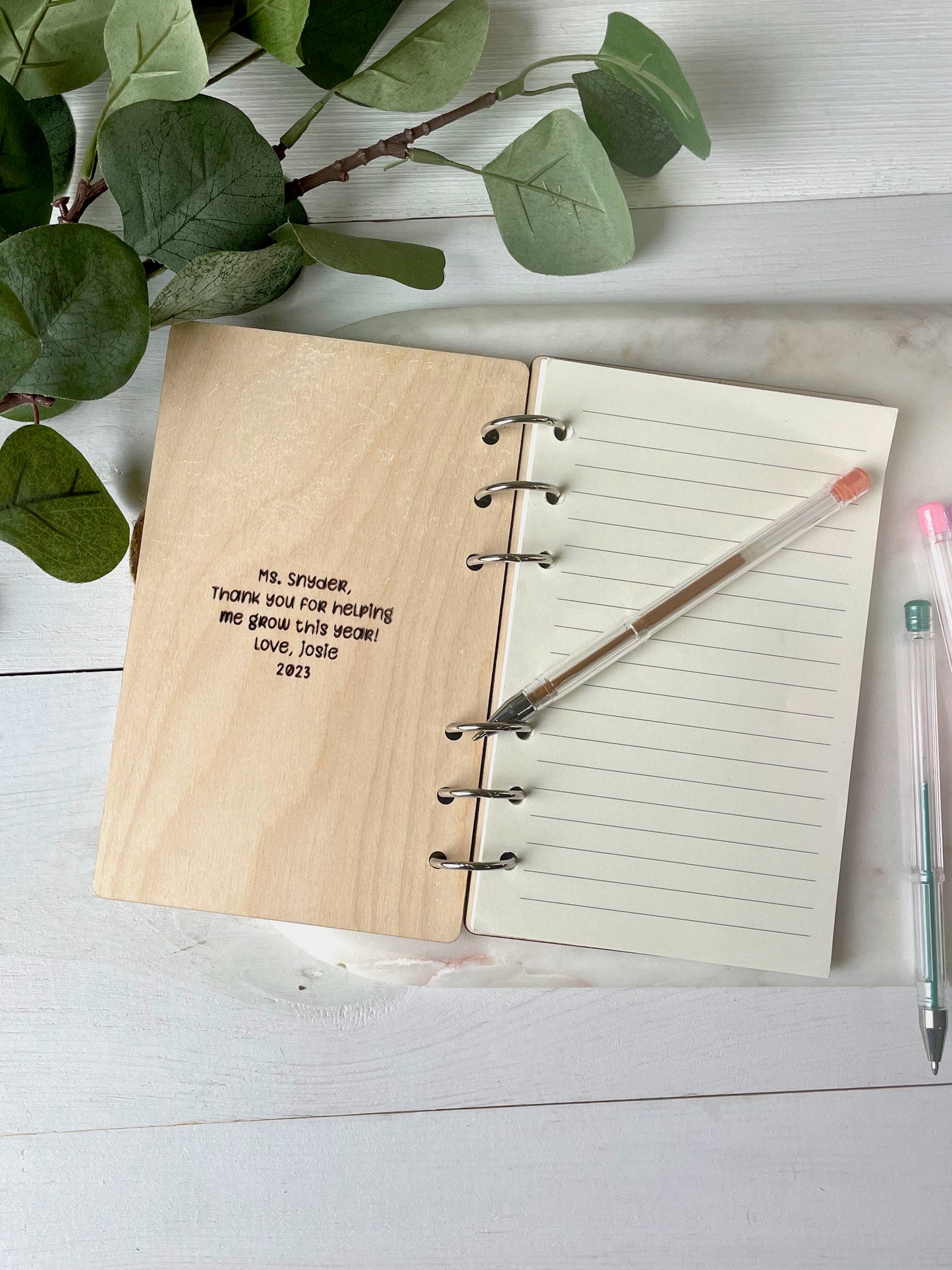 Personalized Wood Notebook Teacher Appreciation Gift