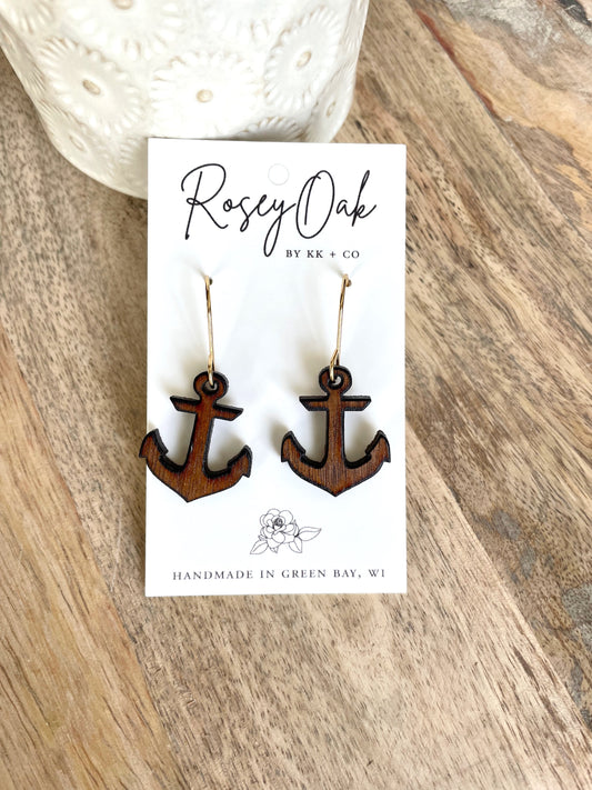Bay Harbor Branded Dangle Wood Earrings