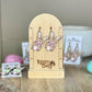 Easter Bunny with Bubble Gum Laser Engraved Wood Dangle Earrings