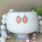 Dainty Heart and Stripes Laser Engraved Wood Earrings