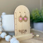Dainty Heart and Stripes Laser Engraved Wood Earrings
