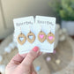 Dainty Heart and Stripes Laser Engraved Wood Earrings