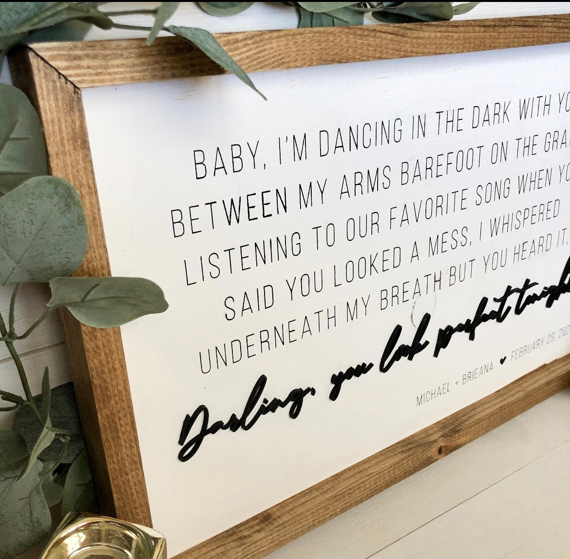 First Dance Lyrics - Framed Wood Sign, Personalized Wedding Gift